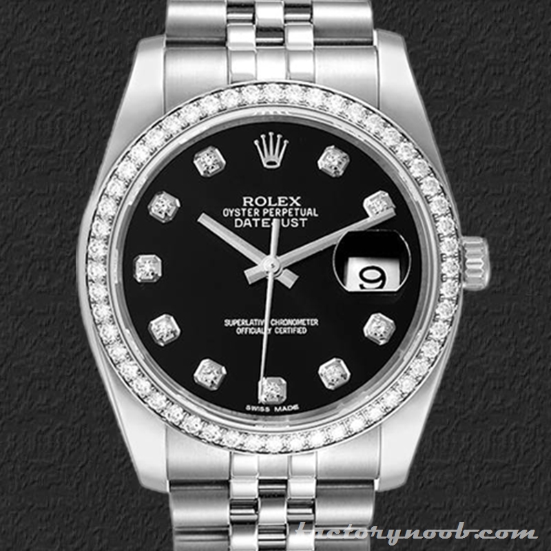 Noob Rolex Datejust 116244BKDJ 36mm Men's Diamond Bezel - NOOB Watches ...
