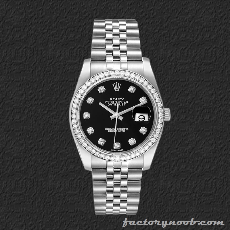 Noob Rolex Datejust 116244BKDJ 36mm Men's Diamond Bezel - NOOB Watches ...