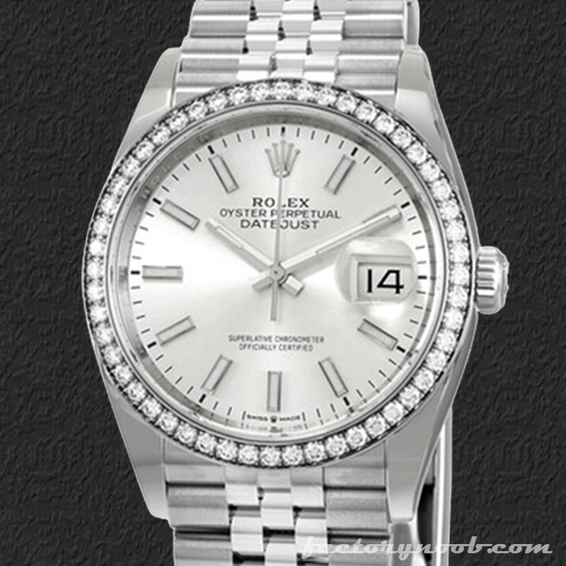 NOOB Replica Rolex Datejust 36mm m126284rbr-0005 Ladies Silver Dial ...