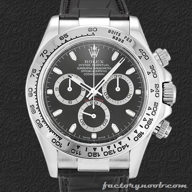 NOOB Replica Rolex Daytona 116519 Men's 40mm Leather Strap Silver-tone ...