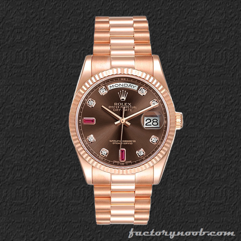 NOOB Rolex Day-Date 118235 36mm Men's Brown Dial Watch - NOOB Watches ...